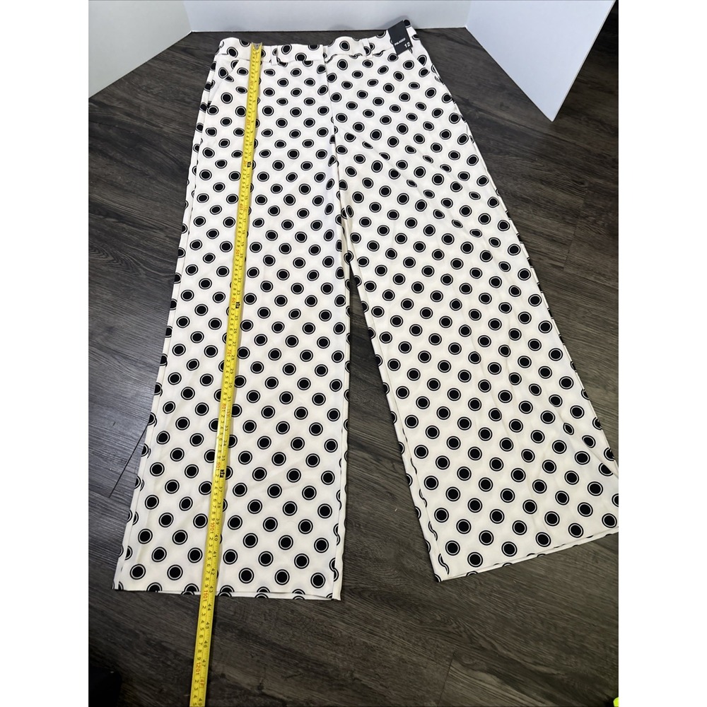 NWT NY&Co 7th Avenue Polka Dot Wide Leg Palazzo Pants Size 12 White Black - Picture 3 of 14